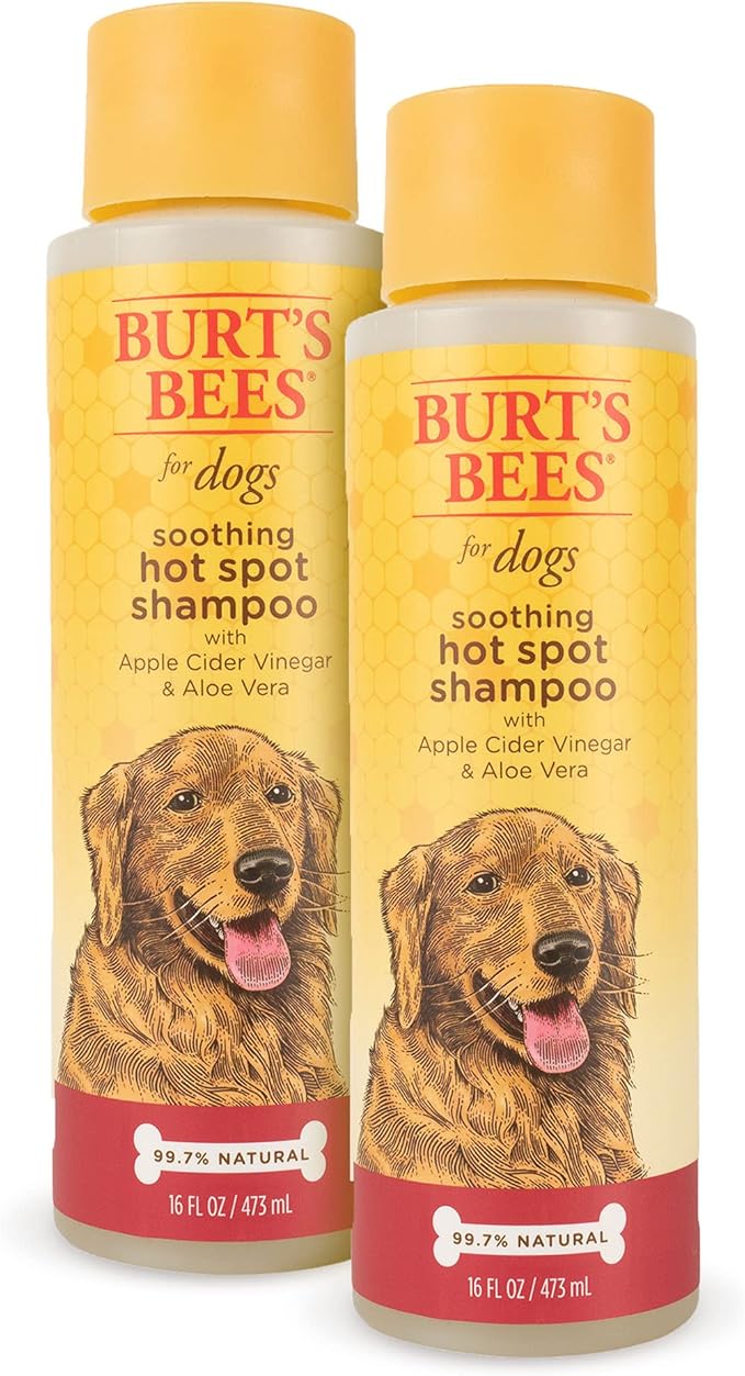 Burt's Bees for Pets Naturally Derived Soothing Hot Spot Shampoo with Apple Cider Vinegar and Aloe Vera - Itch and Hot Spot Relieving Shampoo for All Dogs - Made in USA, 16 Oz - 2 Pack