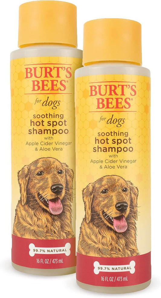 Burt's Bees for Pets Naturally Derived Soothing Hot Spot Shampoo with Apple Cider Vinegar and Aloe Vera - Itch and Hot Spot Relieving Shampoo for All Dogs - Made in USA, 16 Oz - 2 Pack