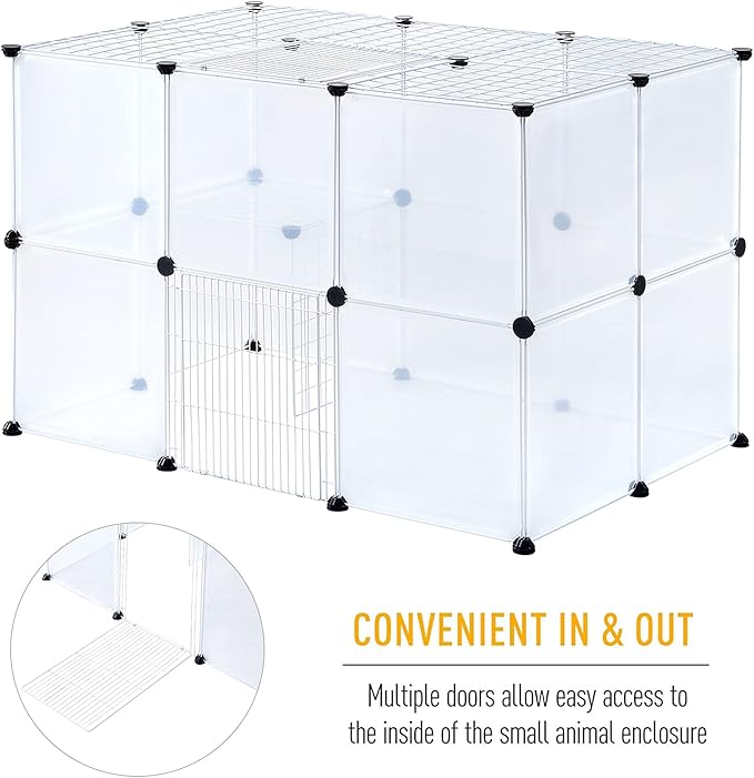 BRIAN & DANY Pet Playpen Indoor, Small Animal for Kitten Playpen, Guinea Pig Hedgehog Cages, Play Pen for Hamster Rabbit Bunny Clear Enclosure Fence, 13.8 X 13.8 inches, 28 Panels