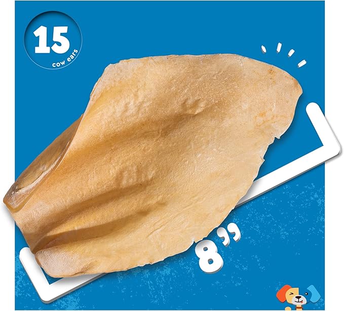 Jack&Pup White Cow Ears for Dogs | Single Ingredient, 100% Natural Healthy Dog Treats Cow Ear Dog Chews (15 Pack)