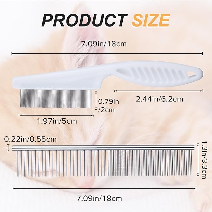 4 PCS Flea Combs Metal Comb for Dogs Tick Comb for Dogs Fine-Tooth Stainless Grooming Massage Combs Puppy Stainless Steel Pets Grooming Kit for Removing Mats Knots Loose Fur from the Undercoat