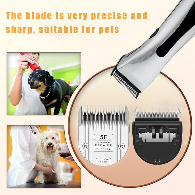 5F Dog Grooming Detachable Ceramic Blade,Compatible with WAHL 5 in 1 Blade for Wahl Arco, Bravura, Chromado, Creativa, Figura, and Motion Clippers. Cut Length 1/4-Inch 6.3mm
