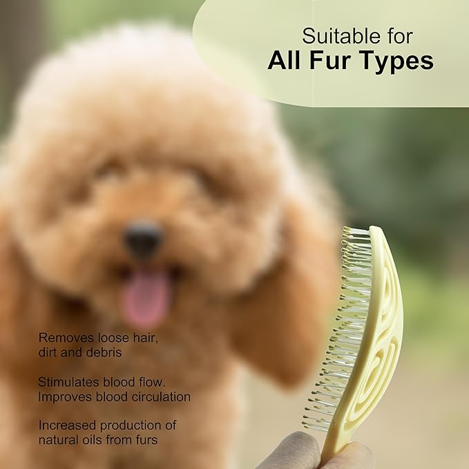 Eco-Friendly Detangling Pin Brush for Dogs and Cats | Ergonomic Handle Pet Brush for Wet or Dry Hair, Gentle Grooming Tool for Pets, Yellow