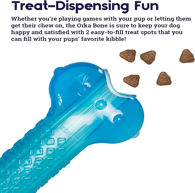 Petstages Orka Bone Royal Blue Treat-Dispensing Dog Chew Toy