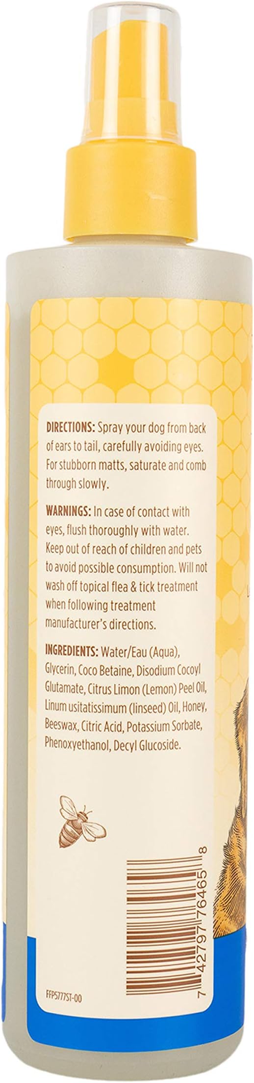 Burt's Bees for Pets Detangling Spray for Dogs with Lemon Oil and Linseed Oil, 99.7% Natural Origin Formulas, Waterless Dog Shampoo - Gentle Dry Cleanser for Canines, 2pk, 10 oz