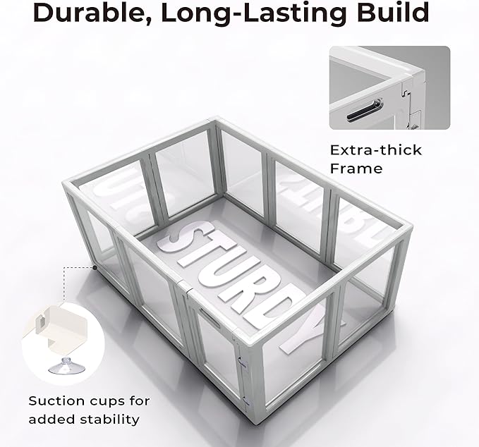 Clear Acrylic Plastic Dog Playpen Indoor,for Puppy Cat Rabbit Ferret Transparent Pet Pen,Easy Assemble Enclosure,Preferable for Small Dogs (12 Panels (White))