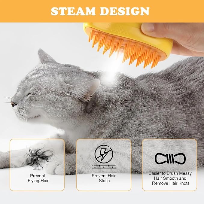 Cat and Dog Grooming Brush, 4.8 x 2.8 inch, Silicone and ABS Plastic, Anti-Slip