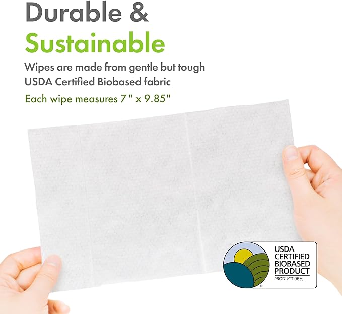 Petkin Plant-Based PetWipes, 100 Wipes, 2 Pack - Biobased, Sustainable, Big & Thick Pet Wipes for Dogs & Cats - for Face, Paws, Ears, Body & Eye Area - Consciously Cleans & Conditions - Unscented