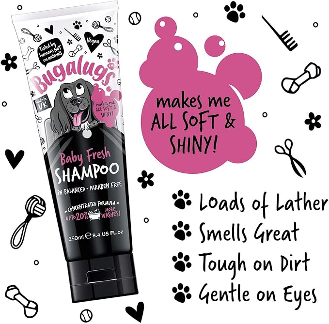 Baby Fresh Dog Shampoo 250ml Dog Grooming Shampoo Products for Smelly Dogs with Baby Powder Scent, Best Puppy Shampoo Baby Fresh, Shampoo Conditioner, Vegan pet Shampoo Professional (250ml)