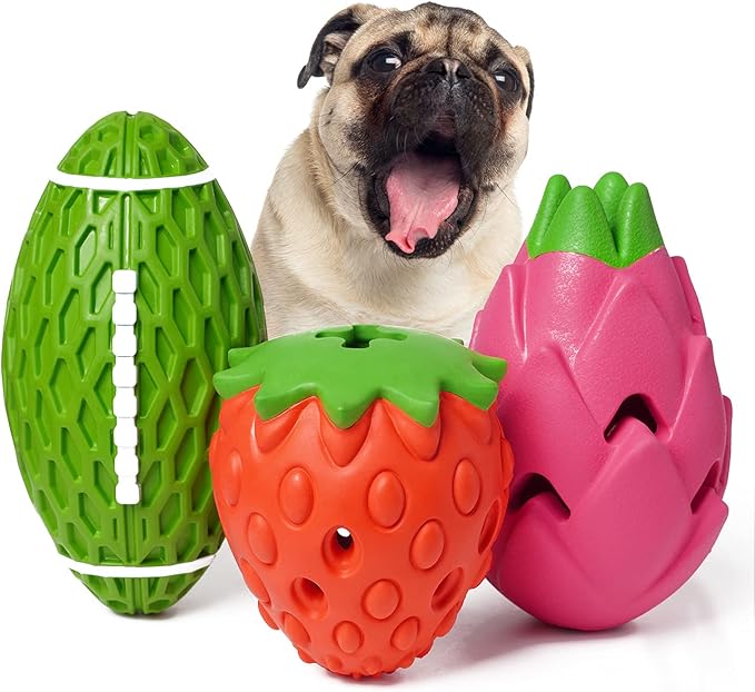 MewaJump Dog Chew Toy, 3 Pack Dog Toys for Aggressive Chewers, Tough Rubber Dog Toy, Puzzle Pet Toys Large Breed, Puppy Teething Chew Toys, Interactive Durable Toy for Medium and Large Dog
