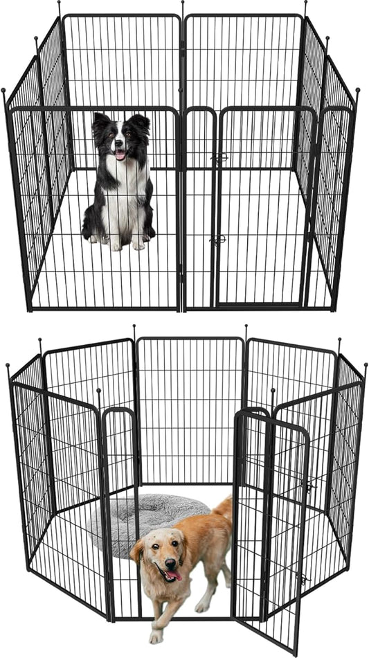 mestyl Dog Play Pen Indoors, Heavy Duty Metal Puppy Playpen, Portable Dog Exercise Pen Temporary Pet Fence with Gate, 40" Height 8 Panels Foldable Dog Kennel for Large/Medium/Small Dogs