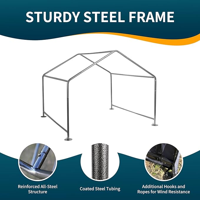 Dog Tent Outdoor, Extra Large Dog House Outside, Big Dog Shade Shelter Waterproof Weatherproof Doghouse Canopy with Ground Nails, Sun Rain Cover for Pet Cat Goat Livestock, 4'x 4'x 3.3', Gray