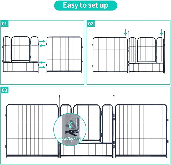 Dog Playpen,Portable Outdoor Dog Fence, Dog Playpen for Large/Medium/Small Dogs, Dog Fences for The Yard,with Doors Foldable Metal (24 inch, 32 Panels)