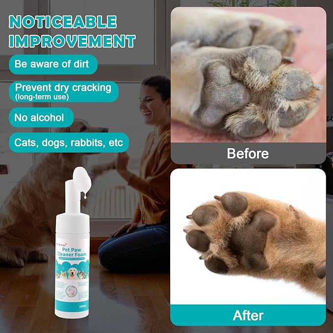 Paw Cleaner for Dogs and Cats,Pet Paw Foam Brush-Clean Paws，Cleaning Brush-Moisturizing to Prevent Dry Cracking,Odor Control,Rinse Free,Simple &Quick