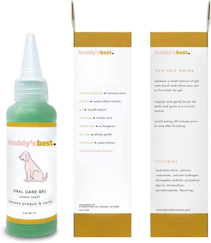Buddy's Best Dog Gift Box for Holidays & Special Occasions - Pet Package with Odor Eradicator (32oz), Oral Care Gel (2oz), and Shampoo Bottles, Coconut Vanilla (16oz) & Ripe Melon (16oz)
