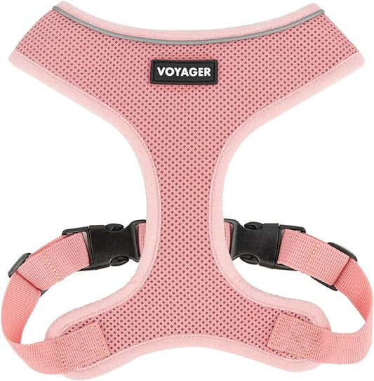 Voyager Aerolite No Pull Mesh Dog Harness with Lightweight, Soft, Breathable, Reflective Stitching, and Adjustable Straps for Walking, Running, Training, Heavy Duty and Durable - Pink, S