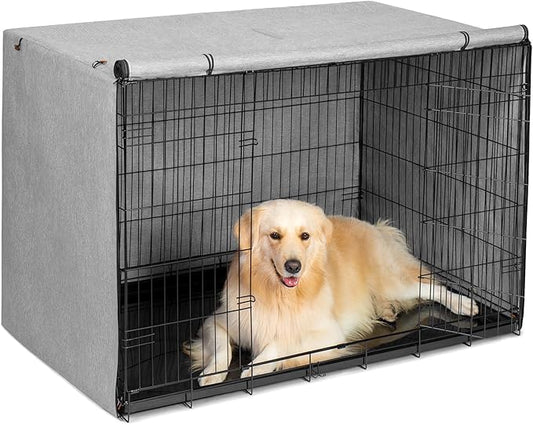 Dog Crate Cover, 600D Oxford Crate Cover for Wire Dog Crate, Ventilated Pet Kennel Cover Fits for 24 Inches Dog Crate, Grey (Cover Only)