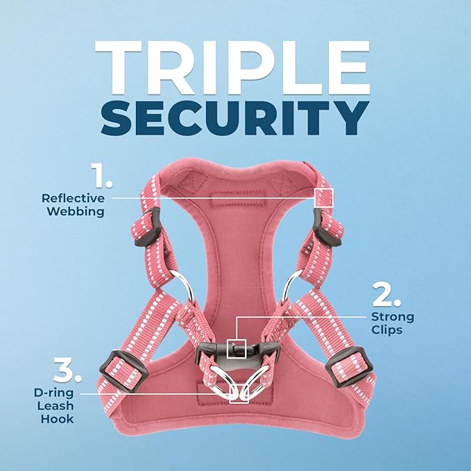 Best Pet Supplies Voyager Adjustable Dog Vest Harness Breathable No Pull Harness for Small, Medium, Large Dogs, Heavy Duty Harness for Walking, Jogging, Easy Step-in, Reflective Stripes - (Pink), XS