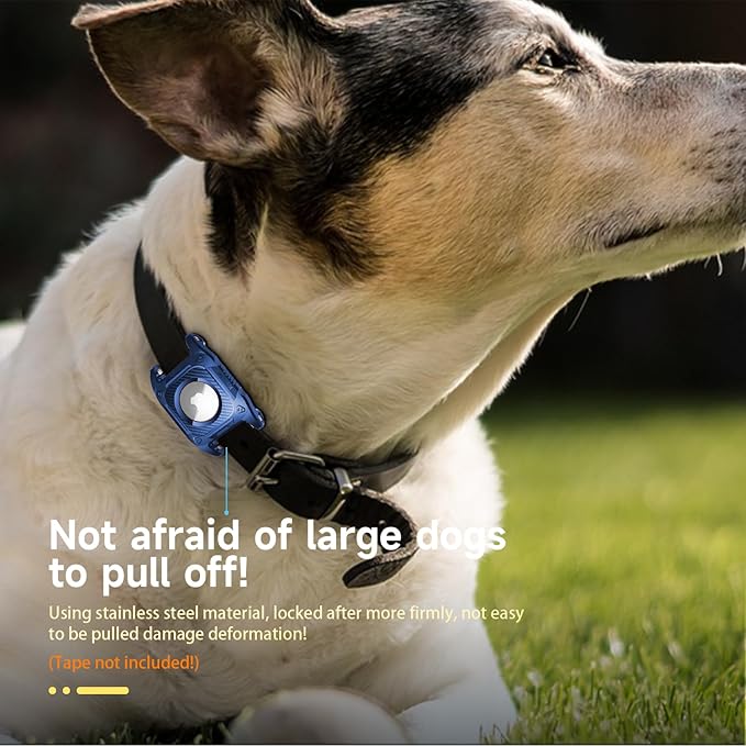IP68 Waterproof Airtag Case for Dog Collar [2 Pack] Airtag Dog Collar Holder Hard TPU Full Protection Airtag Holder with Removable Handle Cat Dog GPS Tracker Anti Loss air tag Cover（Blue）