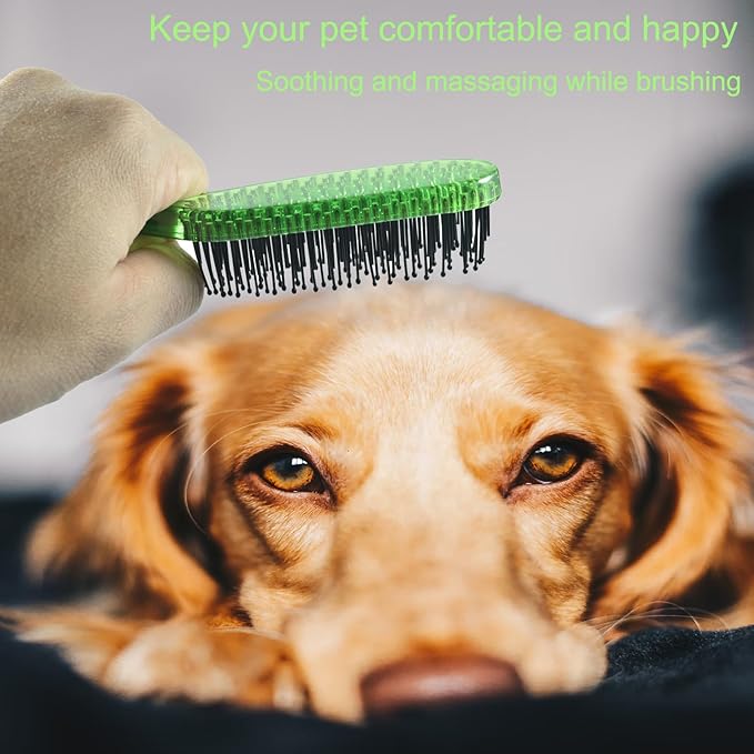 Dog Grooming Bath Brush, Pet Instant Detangler Pin Brushes, Soft Silicone Shampoo Soothing Comb for Wet Dry Long Short Haired Small Dogs & Cats Massaging, Deshedding Shower Scrubbing,Green