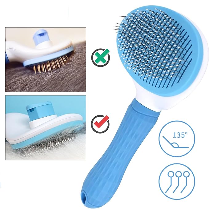 Cat Brush for Hair Removal, Dog Brush for Indoor Cats and Dogs, Suitable for Shedding & Haired Pets, Skin Friendly Hair Removal Beauty Tool, Blue
