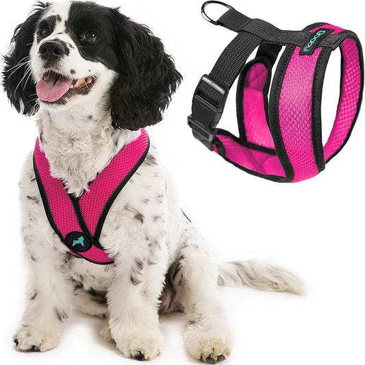 Gooby Comfort X Head In Harness - Flamingo Pink, Small - No Pull Small Dog Harness, Patented Choke-Free X Frame - On the Go Dog Harness for Medium Dogs No Pull or Small Dogs for Indoor and Outdoor Use