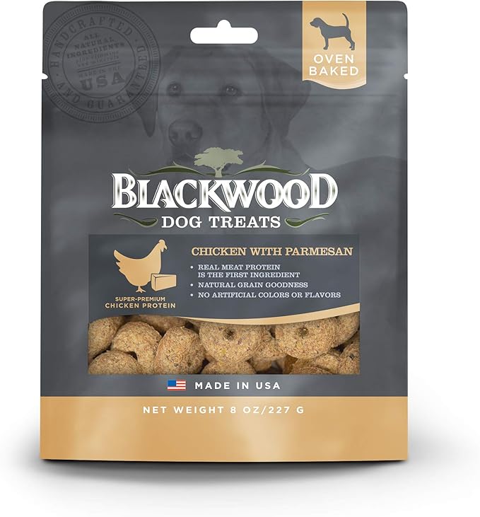 Blackwood Pet Food Oven Baked Dog Treats Made in USA [Natural Dog Treats for Healthy Snacks] Perfect for Dog Training Treats, Chicken with Parmesan, Brown (22609)