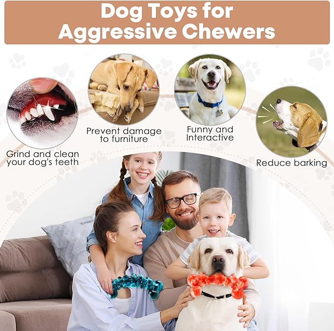 Large Dog Chew Toys: 2 Pack Dog Toys for Aggressive Chewers - Super Chewer Dog Toys for Large Dogs - Tough Dog Chew Toys - Indestructible Dog Toys for Medium, Large Dogs