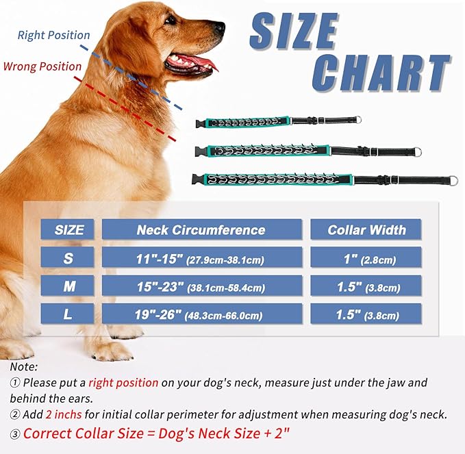 Martingale Collar for Dogs, Heavy Duty Nylon No Pull Dog Collar with Buckle, Adjustable Anti Pull Collar Reflective Slip Collar for Large Medium Small Dog Training Walking S Green