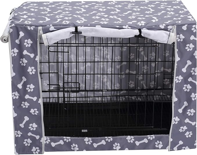 Pethiy Dog Crate Cover Durable Polyester Pet Kennel Cover Universal Fit for Wire Dog Crate - Fits Most 48 inch Dog Crates - Cover only-Sky Gray-48