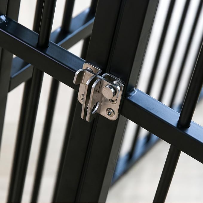 Dog Playpen - 32" Height Dog Pen, Heavy Duty Puppy Pen with Door, Safe & Sturdy, Easy Assemble for Indoor/Outdoor Pet Playpen (Door Panel, Black)