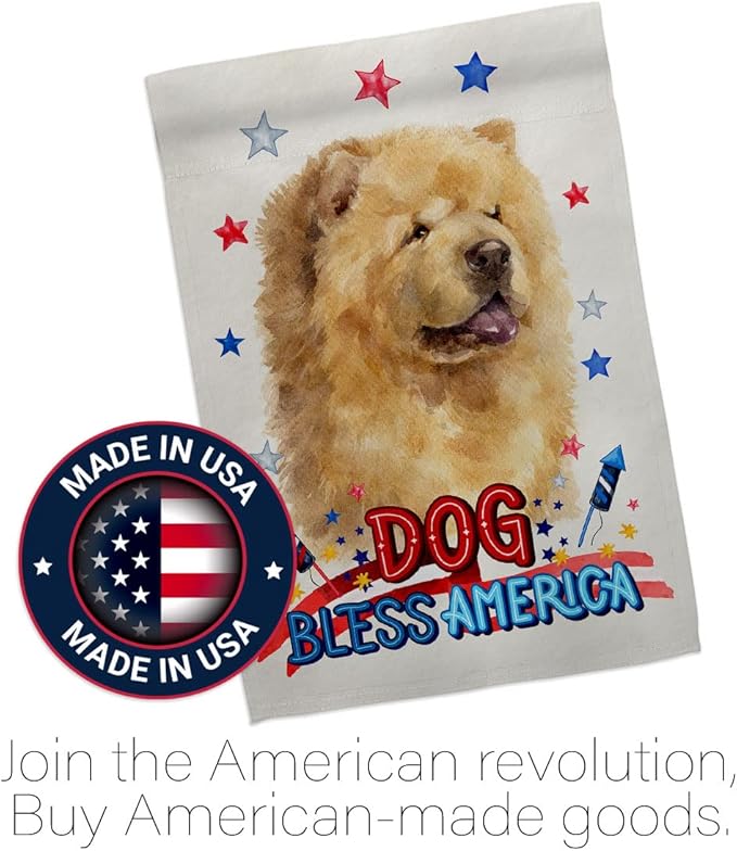 Breeze Decor Patriotic Cream Chow House Flag Set Dog Puppy Spoiled Paw Canine Fur Pet Nature Farm Animal Creature Decoration Banner Small Garden Yard Gift Double-Sided, Made in USA