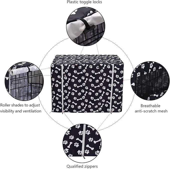 Geyecete Large Dog Crate Covers Fits 24inch-48inch Dog Crates for Small Medium Large Dogs Dog Crate Bed Dog Crate with Cover - Cover only(Crate Not Included)-Black-42