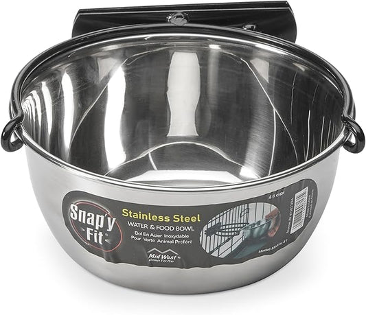 MidWest Homes for Pets Snap'y Fit Stainless Steel Food Bowl/Pet Bowl, 1 qt. for Dogs & Cats