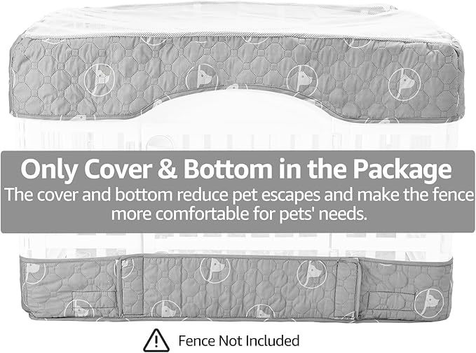 PJYuCien Dog Playpen Bottom Pad and Cover Fits for 36 Inch 4 Panels Exercise Pet Pen,Grey