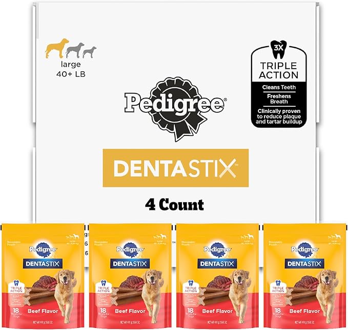 Pedigree Large Dog Dental Treats Beef Flavor Dental Bones, 62.4 oz. Multipack (72 Treats)