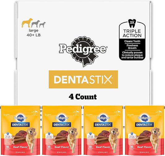 Pedigree Large Dog Dental Treats Beef Flavor Dental Bones, 62.4 oz. Multipack (72 Treats)