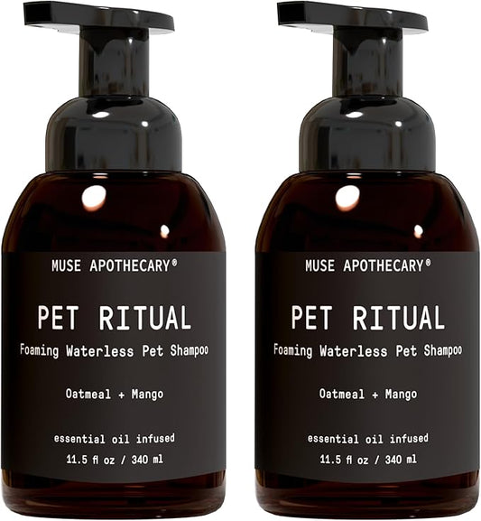 Muse Apothecary Pet Ritual Foaming Waterless Shampoo for Dogs, Waterless Dog Shampoo Foam, No Rinse Dog Shampoo, Waterless Dog Shampoo for Large Dogs - Essential Oils Infused, 11.5oz Oatmeal + Mango