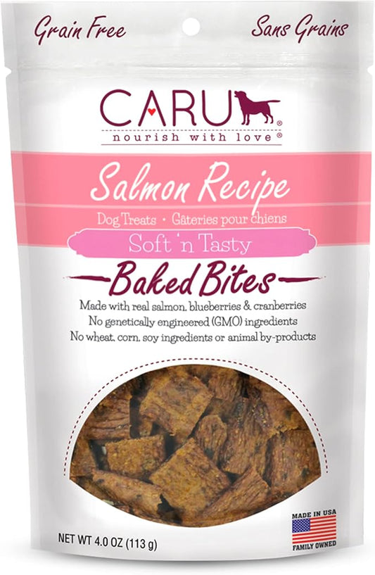 CARU - Soft 'n Tasty Baked Bites - Salmon Bites Dog Treats - Flavorful Training Treats - 4 oz