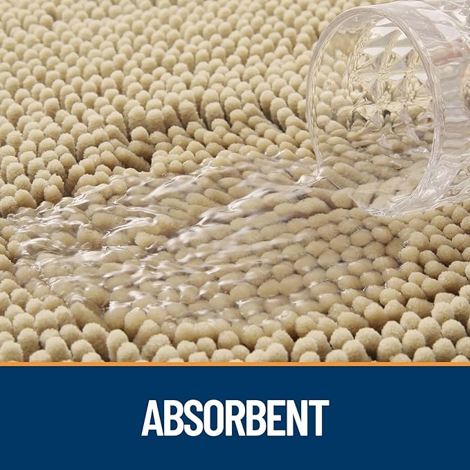 OLANLY Dog Door Mat for Muddy Paws 40x32, Absorbs Moisture and Dirt, Absorbent Non-Slip Washable Mat, Quick Dry Chenille, Mud Mat for Dogs, Entry Indoor Door Mat for Inside Floor, Beige