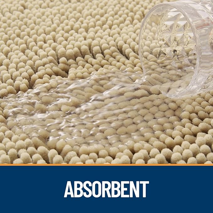 OLANLY Dog Door Mat for Muddy Paws 30x20, Absorbs Moisture and Dirt, Absorbent Non-Slip Washable Mat, Quick Dry Chenille, Mud Mat for Dogs, Entry Indoor Door Mat for Inside Floor, Beige