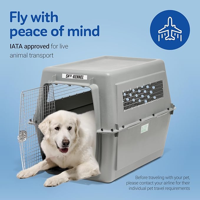 Petmate Sky Kennel - For Air and Travel, Airline Approved Dog Crate for Pets 90-125 lbs, Heavy Duty Dog Kennel, Made in the USA- 48 Inches