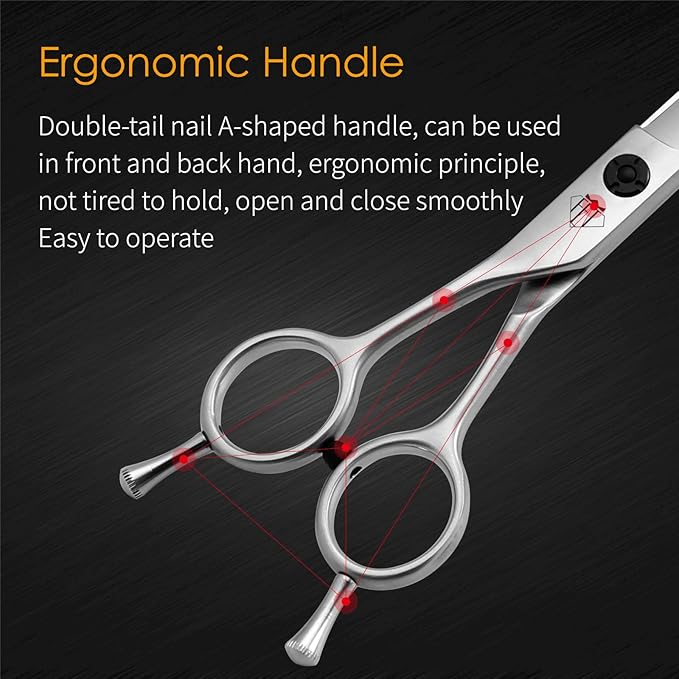 Dog Grooming Scissors: 7.0" Left Handed Pet Shears Made Of Advanced Stainless Steel Alloy for Trimming Dogs Cats and Other Pets Face and Paws