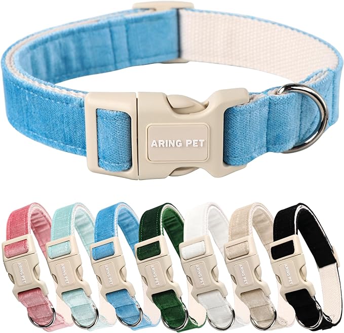 ARING PET Dog Collar-Adjustable Cotton Small Dog Collars, Lightweight Comfortable Blue Pet Collars with Quick Release Buckle for Small Medium Large Dog
