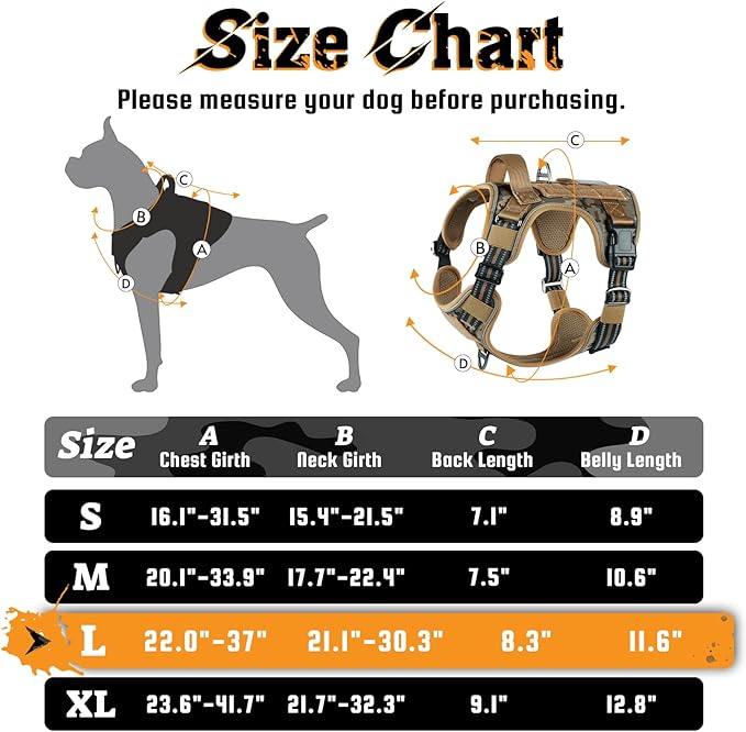rabbitgoo Dog Harness for Large Dogs No Pull, Tactical Service Dog Vest with Molle and Control Handle, Adjustable and Reflective Military Pet Harness for Easy Walking and Training, Desert camo, L