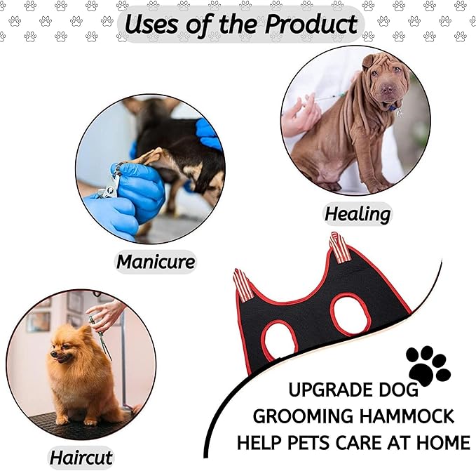Pet Grooming Hammock for Multipurpose Use, 13 PCS Pet Grooming Kit for Cat & Dog Grooming, Dog Hammock with Nail Clippers/File/Scissors/Steel Comb for hairs, Dog Grooming Harness for Nail Trimming