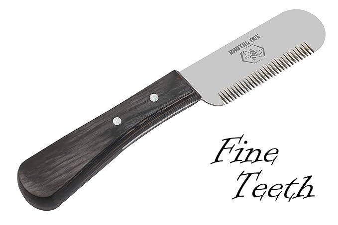 Brutul Bee Dog Grooming Coat Stripping Knife Stripper Trimmer Tool Wooded Handle Stripping Knives Set of 6 in Stainless Steel Non-Slip Tools for Grooming Dogs (Black)