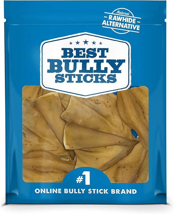 Best Bully Sticks All-Natural Cow Ears for Dogs, 15 Pack - High Protein, Easily digestible Dog Chew Treats - Single Ingredient Grass-Fed Beef