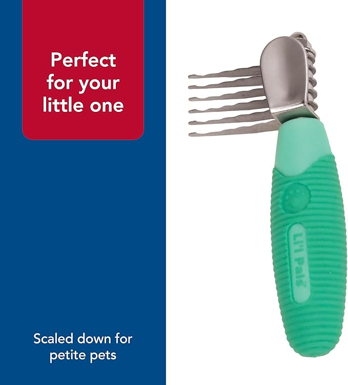Coastal Pet Li'l Pals Stainless Steel De-Matting Comb - Easy-Grip Handle for Pet Grooming Small Dogs