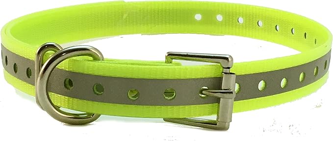 Replacement Strap for Dogtra Collars - 3/4" Wide Ultra-Durable Dog E-Collar Replacement for Training, Bark, Shock, Electric, and GPS Collars - 28" Adjustable Length Reflective Yellow